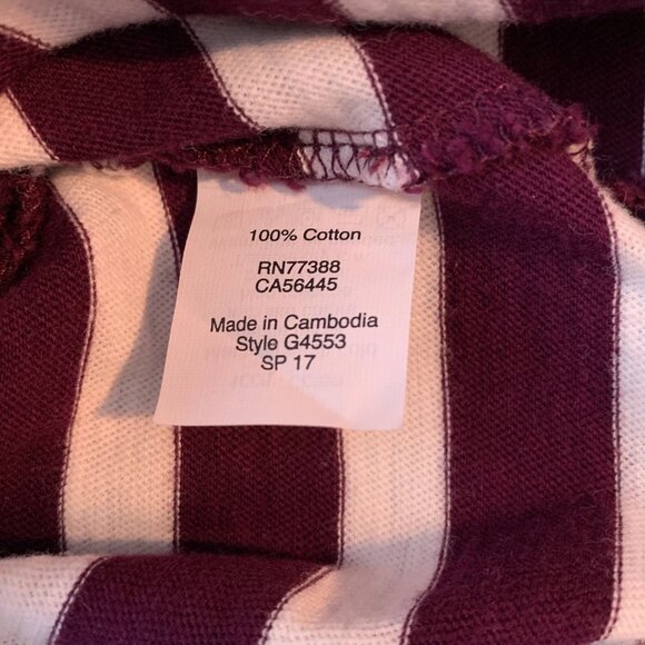 J. Crew Factory Striped Boatneck Half Sleeve Cropped Shirt Purple/White Size M - Picture 5 of 6